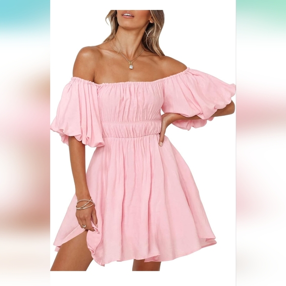 Puff Sleeve Mini Dress - Picture 1 of 16